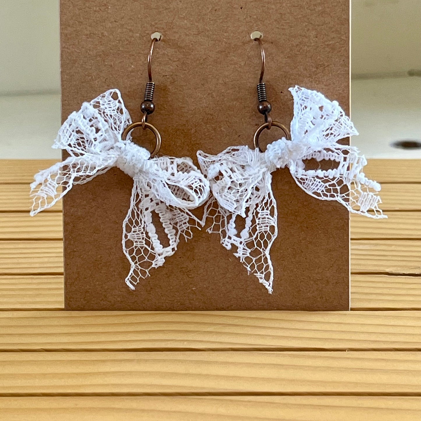 Vintage lace earrings white bow earrings