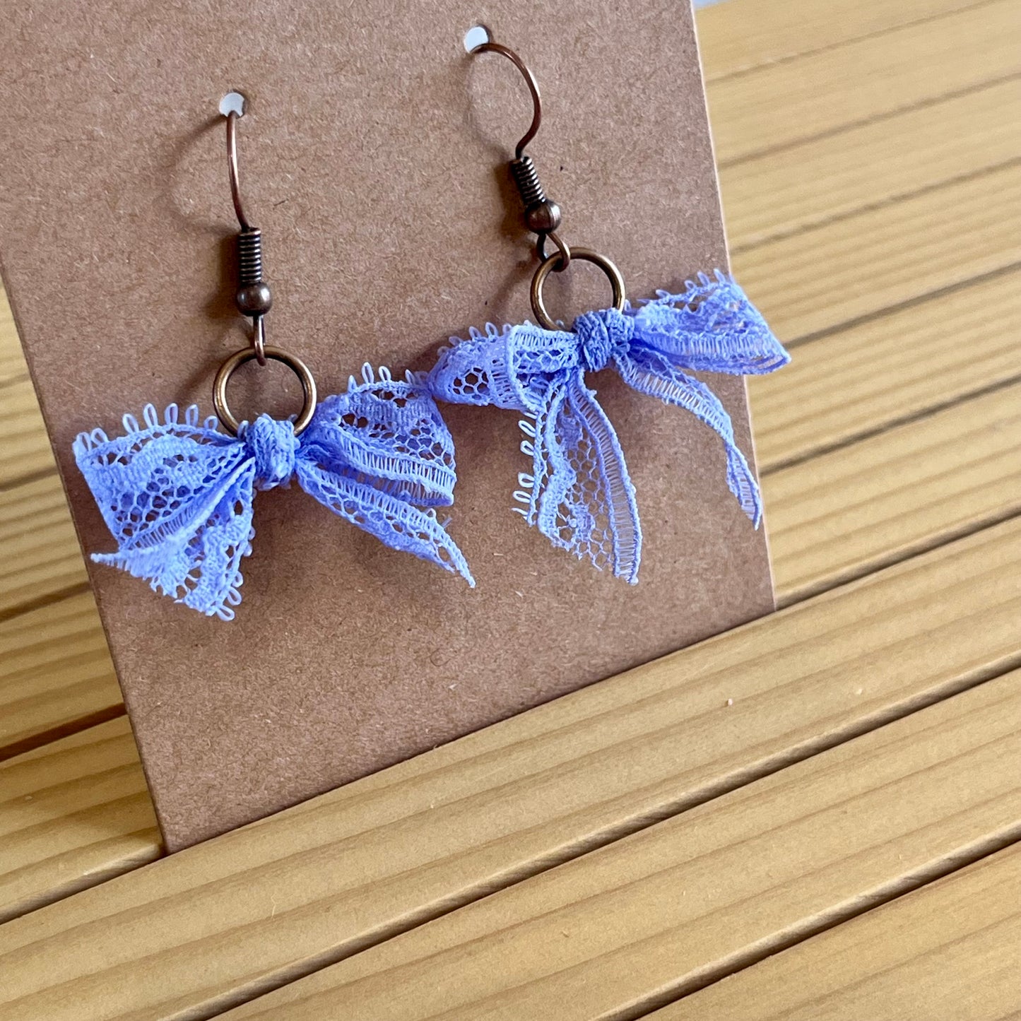 Vintage lace earrings lilac bow earrings