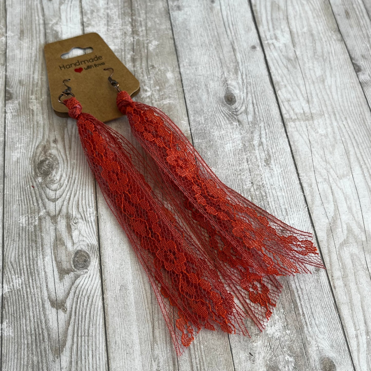 Rust Boho Vintage Lace Earrings