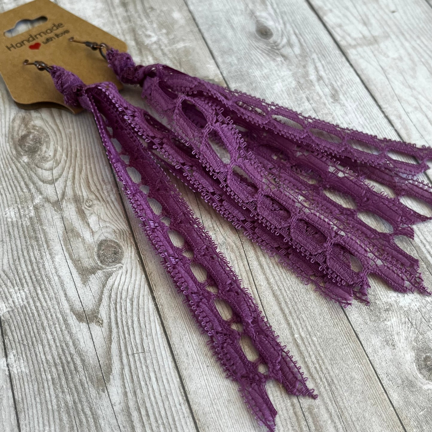 Grape Purple Tassel Vintage Lace Earrings