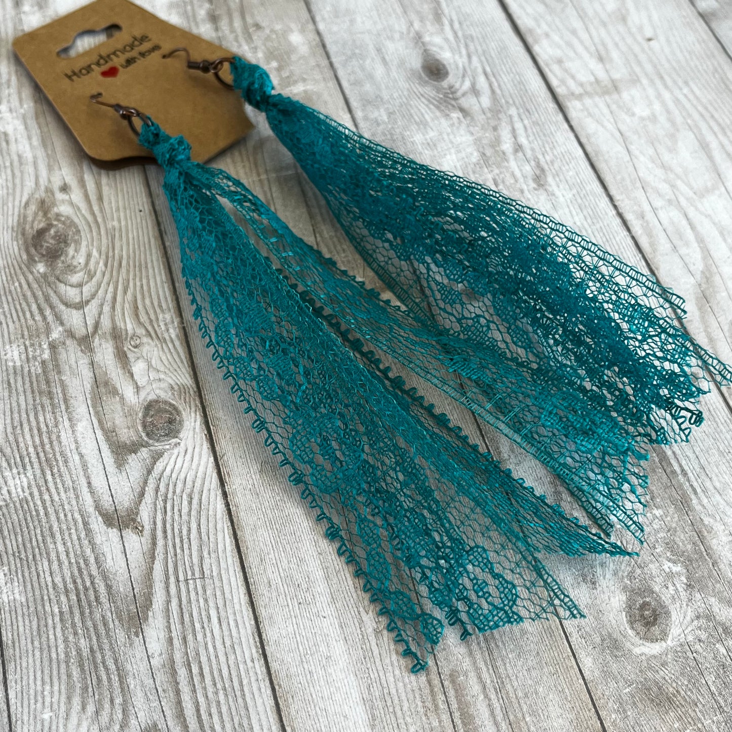 Teal Boho Vintage Lace Earrings