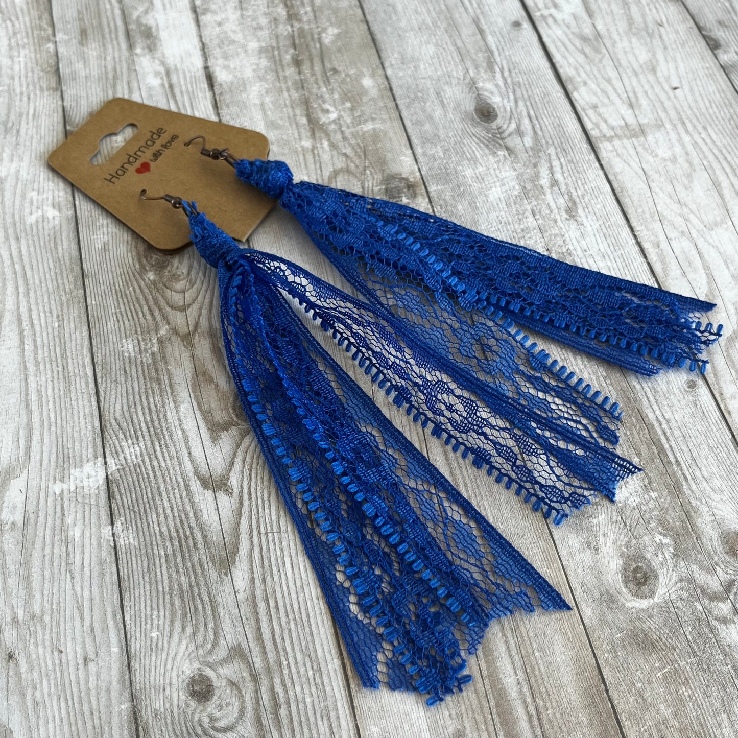 Royal Blue Boho Vintage Lace Earrings