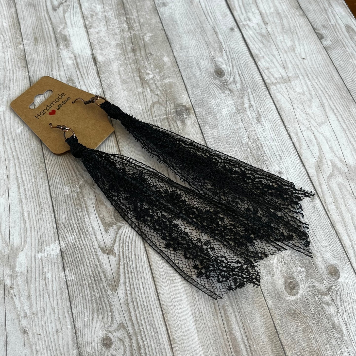 Black Boho Vintage Lace Earrings.