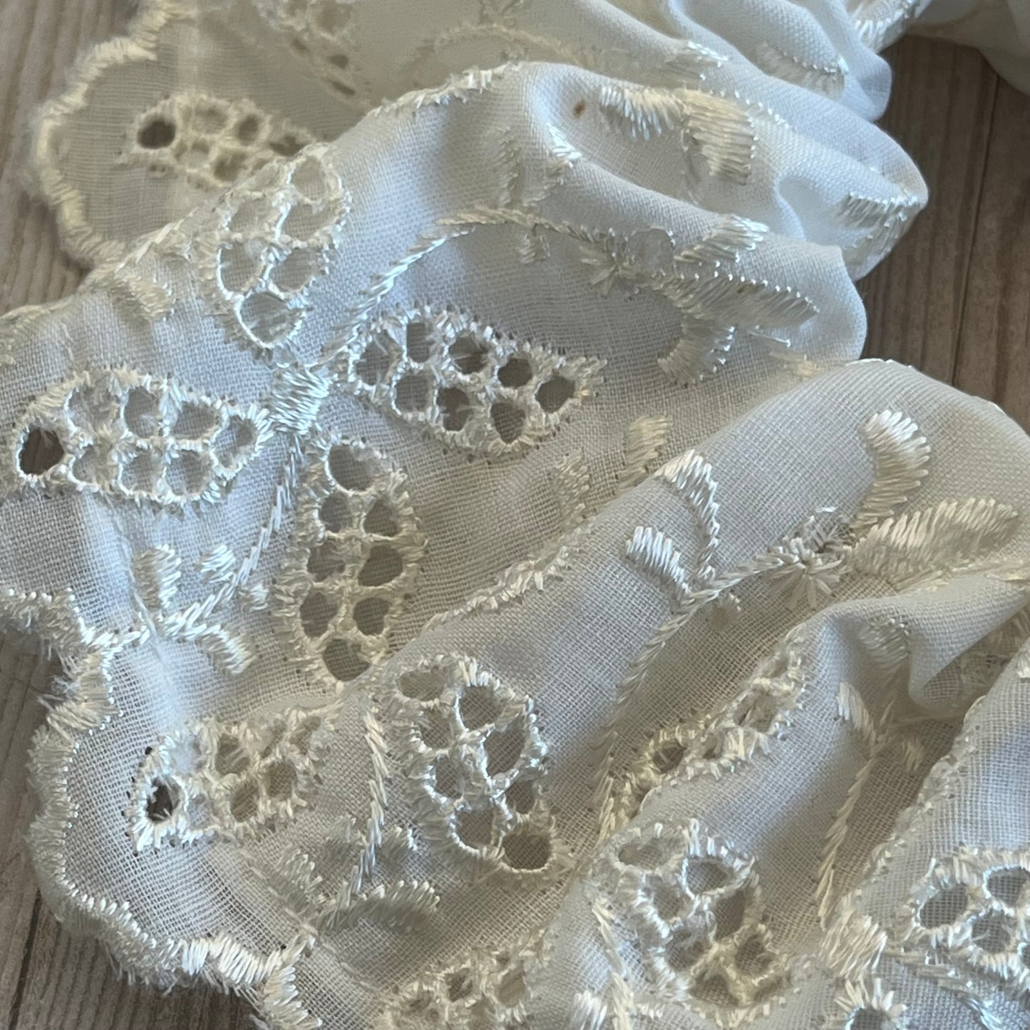 White Eyelet Lace Scrunchie