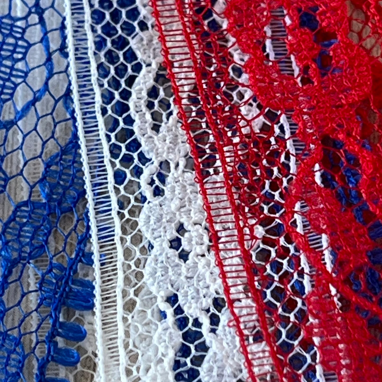 Red, White, and Royal Blue Boho Vintage Lace Earrings