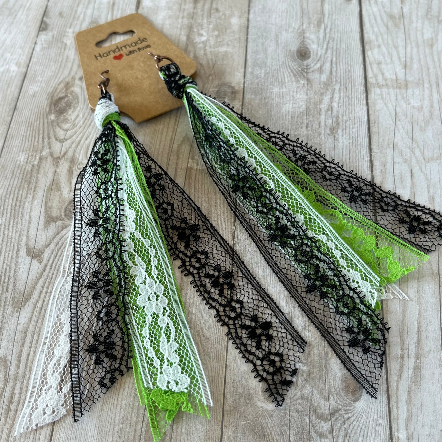 Halloween Lace Tassel Earrings Frankenstein