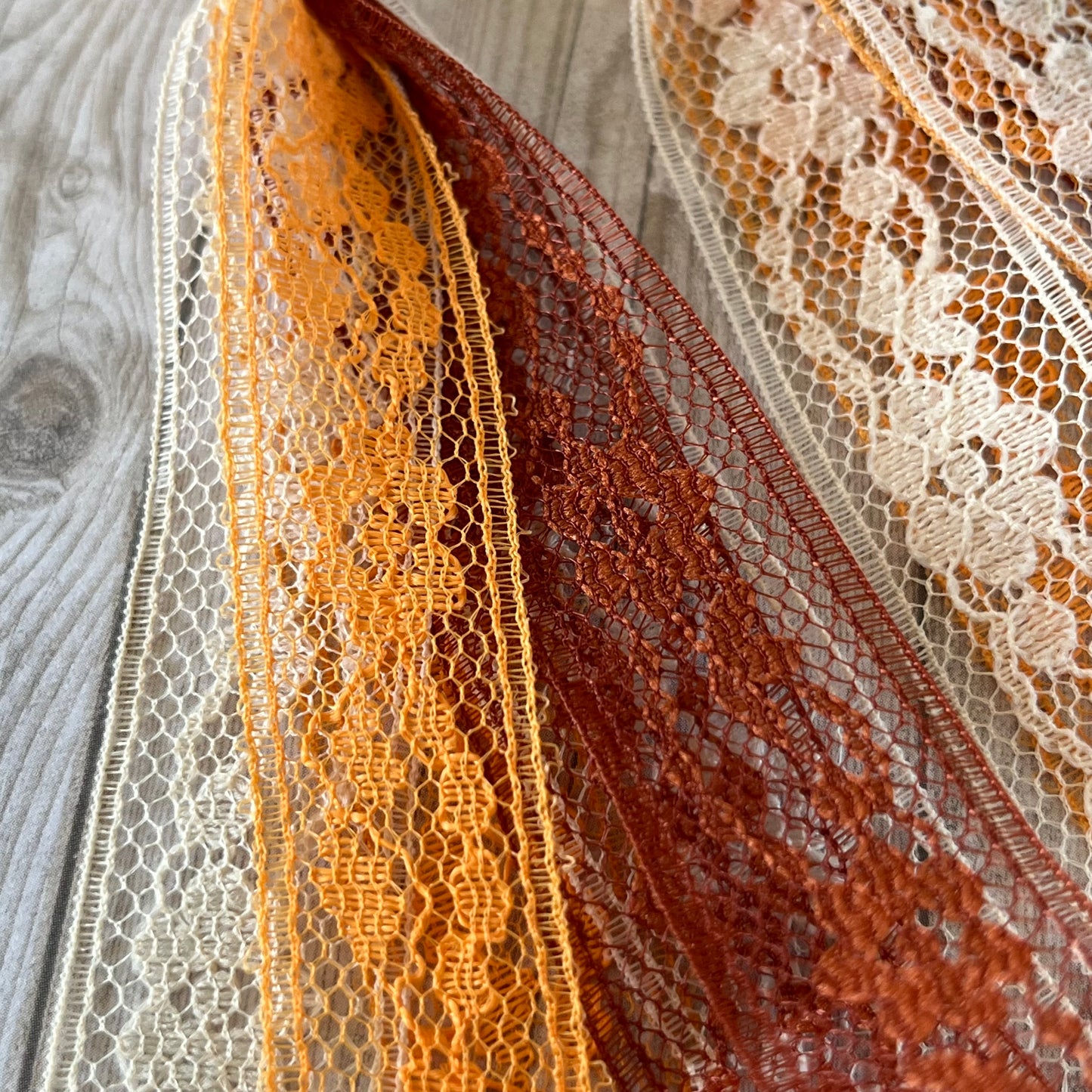 Pumpkin Spice Latte Boho Vintage Lace Earrings