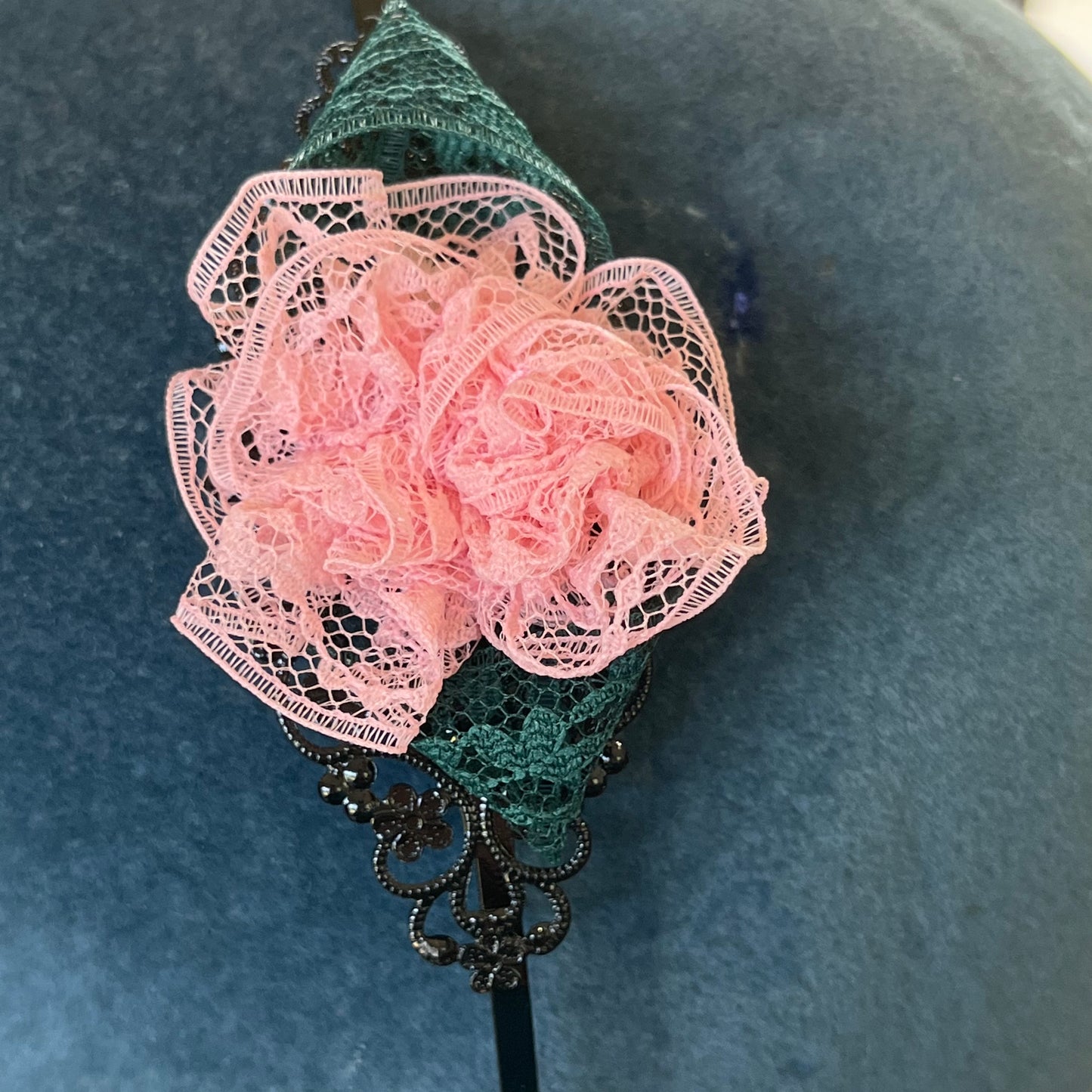 Pink Rose Vintage Lace Fancy Headband