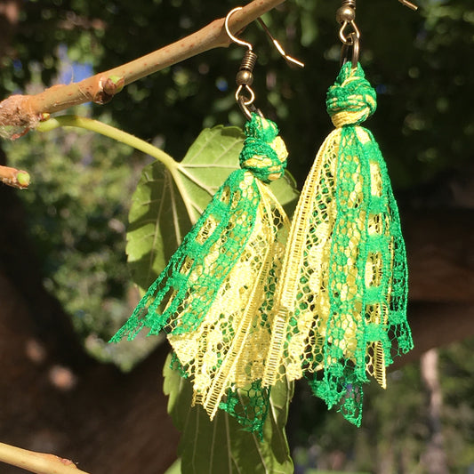 Green and Yellow Team Spirit Lace Earrings