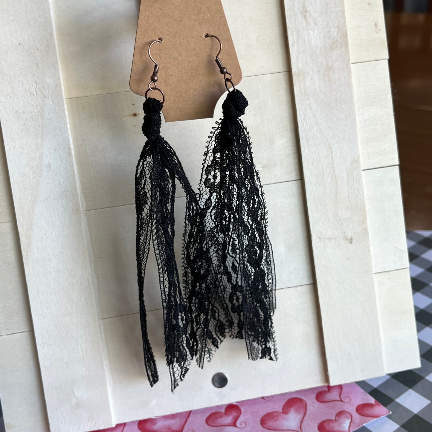 Black Boho Vintage Lace Earrings.