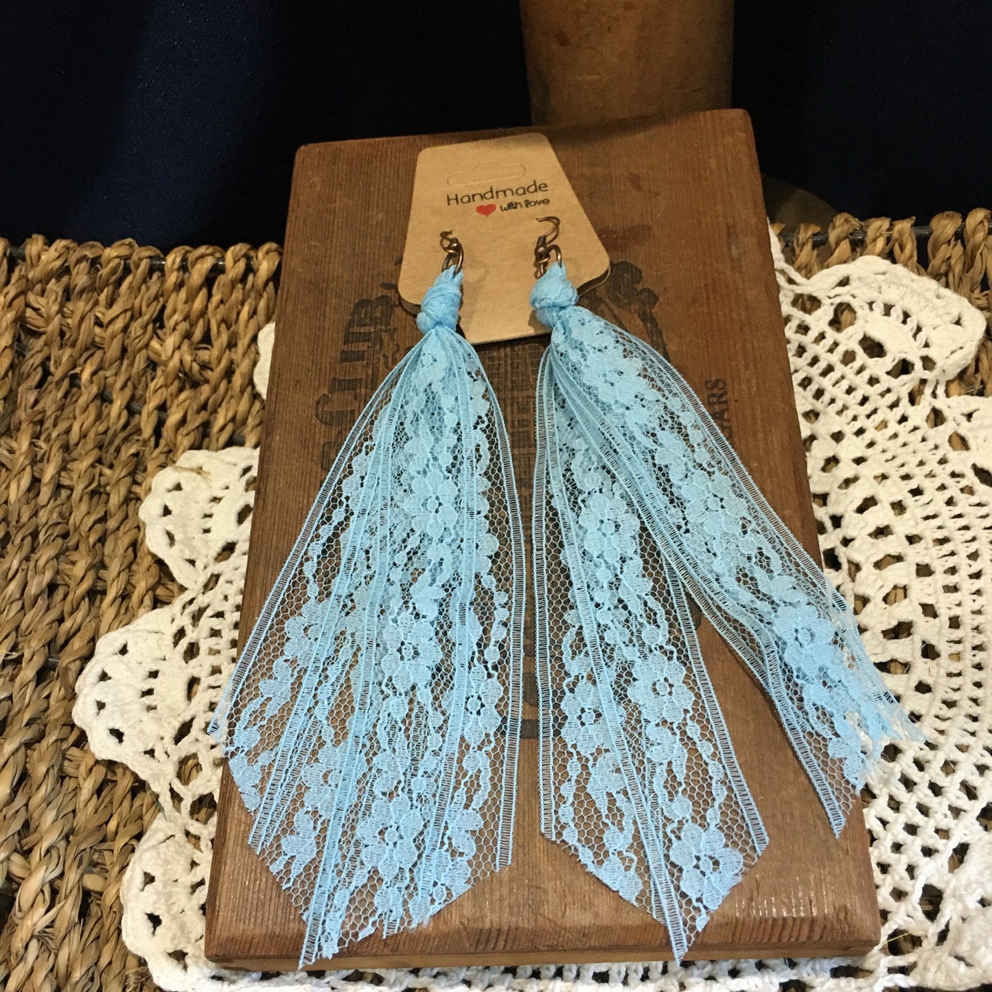 Light Blue Vintage Lace Earrings