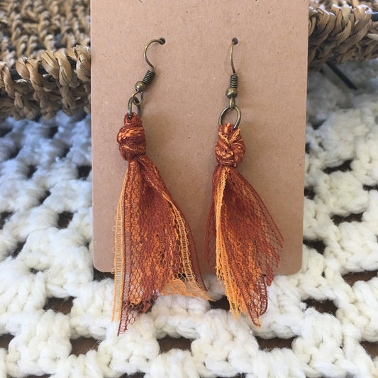 Orange and Brown Team Spirit Lace Earrings