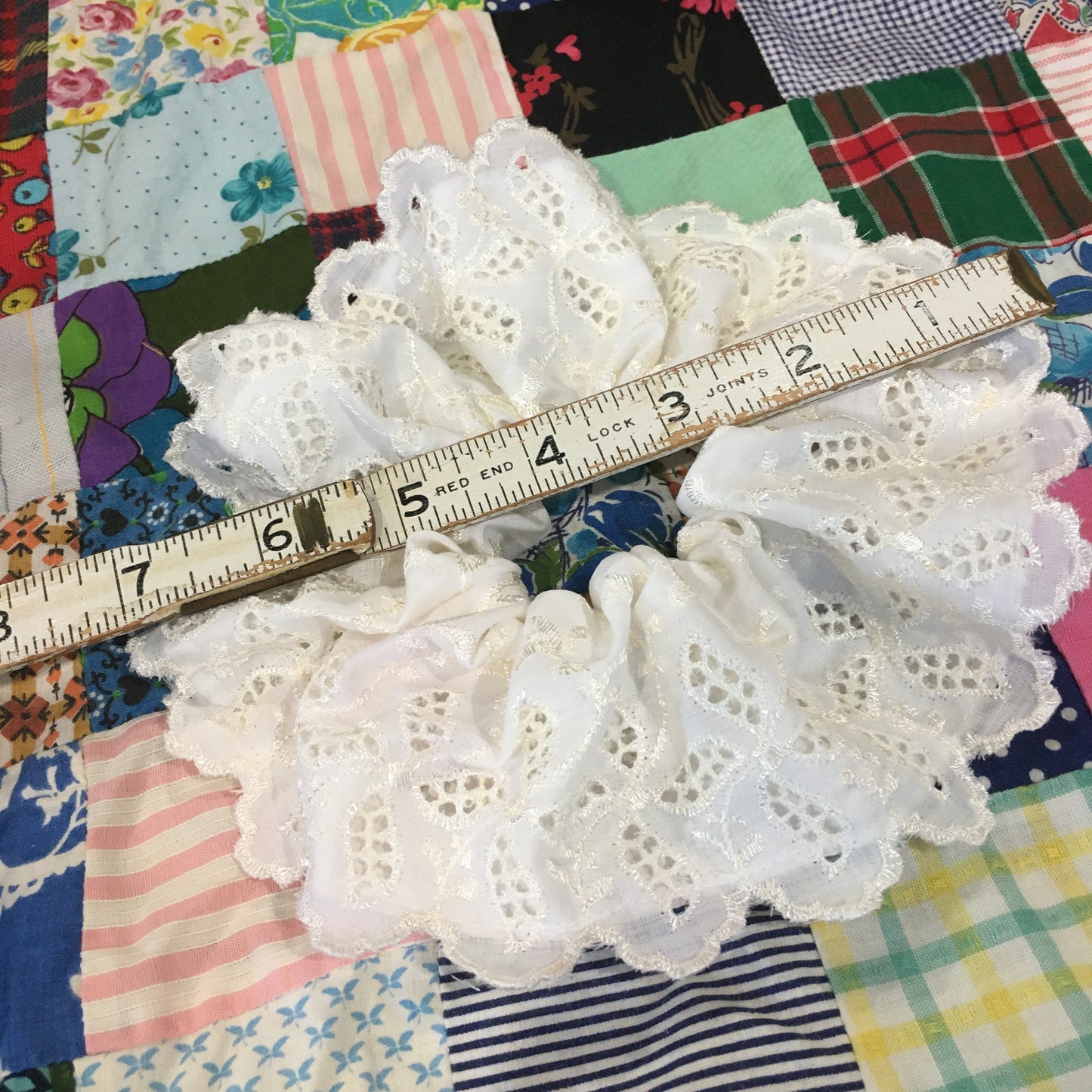 White Eyelet Lace Scrunchie