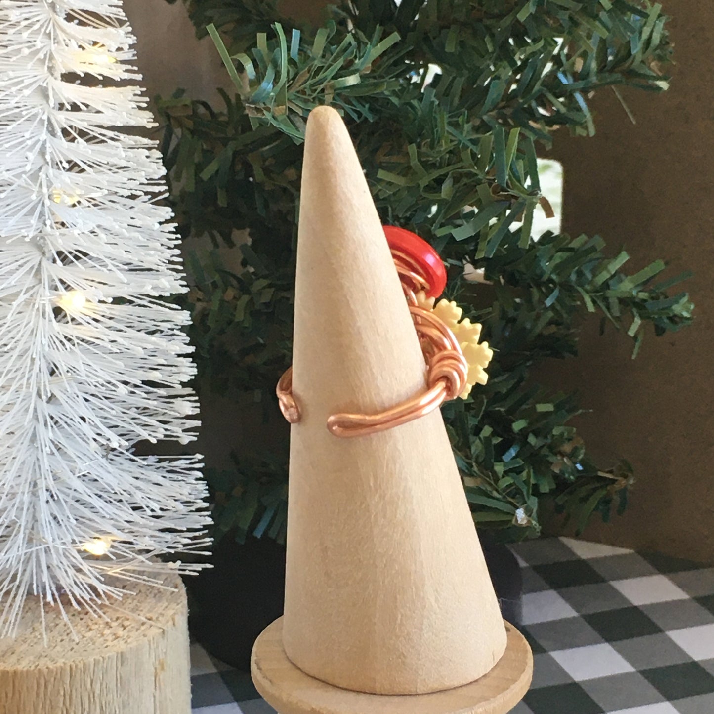 Christmas Button Ring- Green Mitten