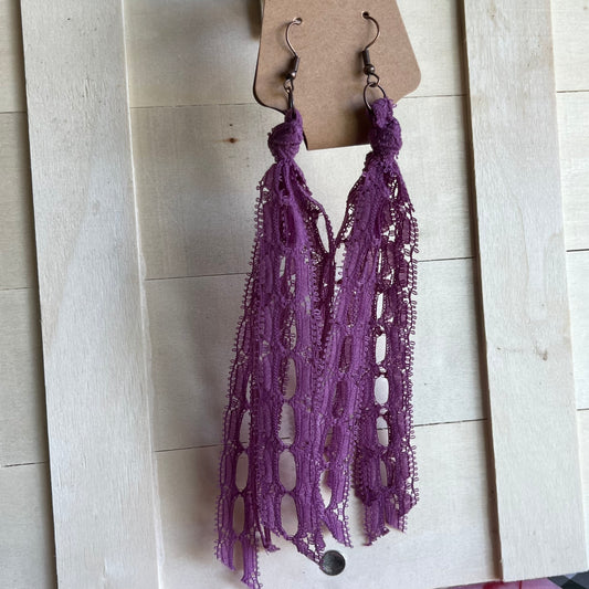 Grape Purple Tassel Vintage Lace Earrings