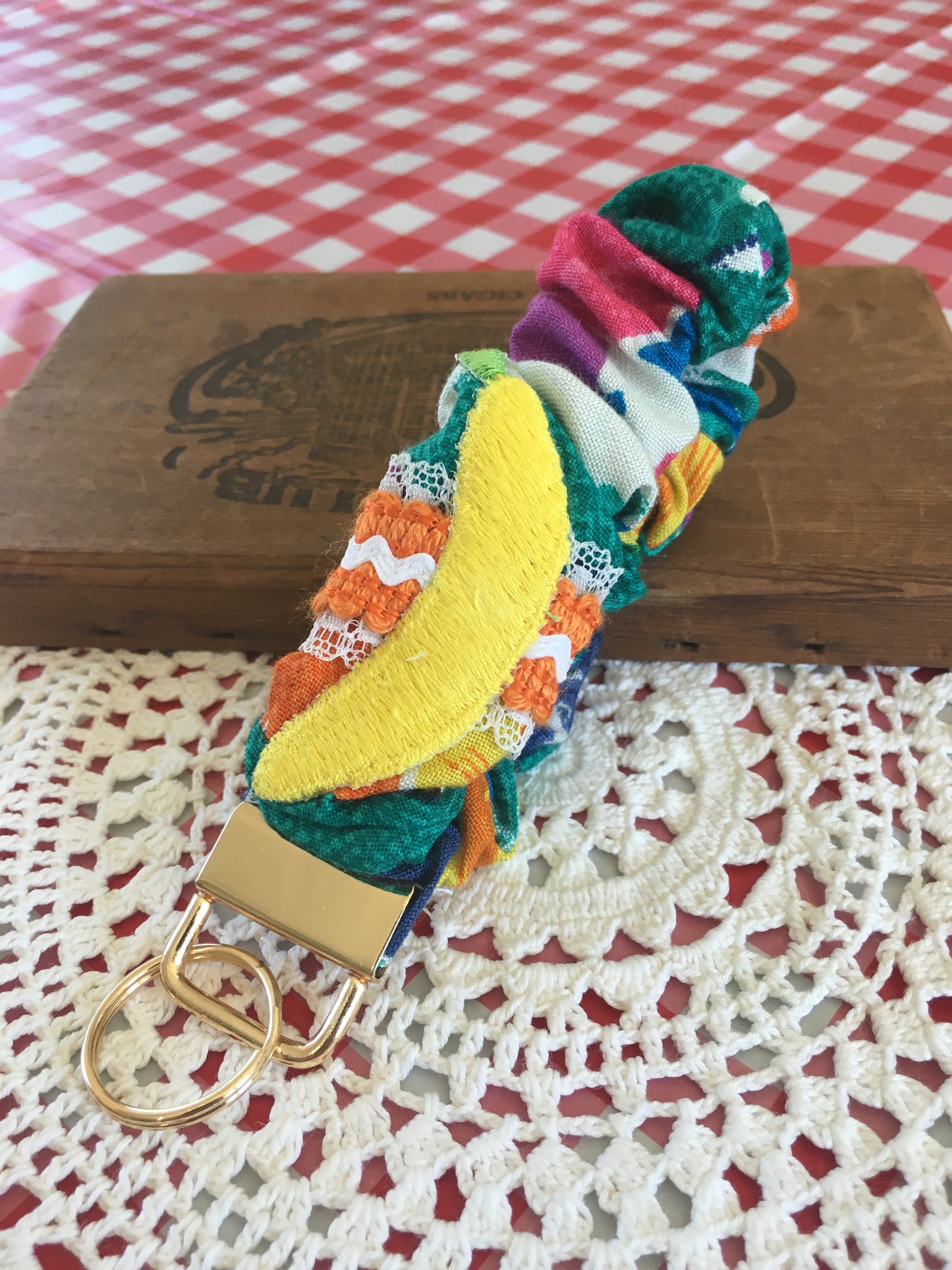 Banana Scrunchie Style Wristlet Keychain