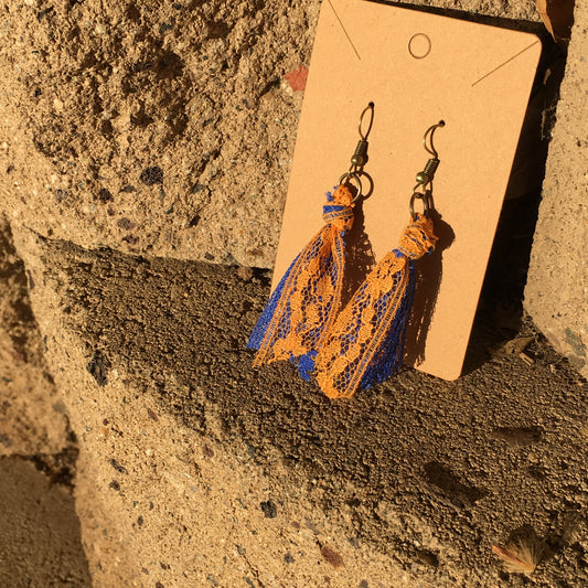 Blue and Orange Team Spirit Lace Earrings