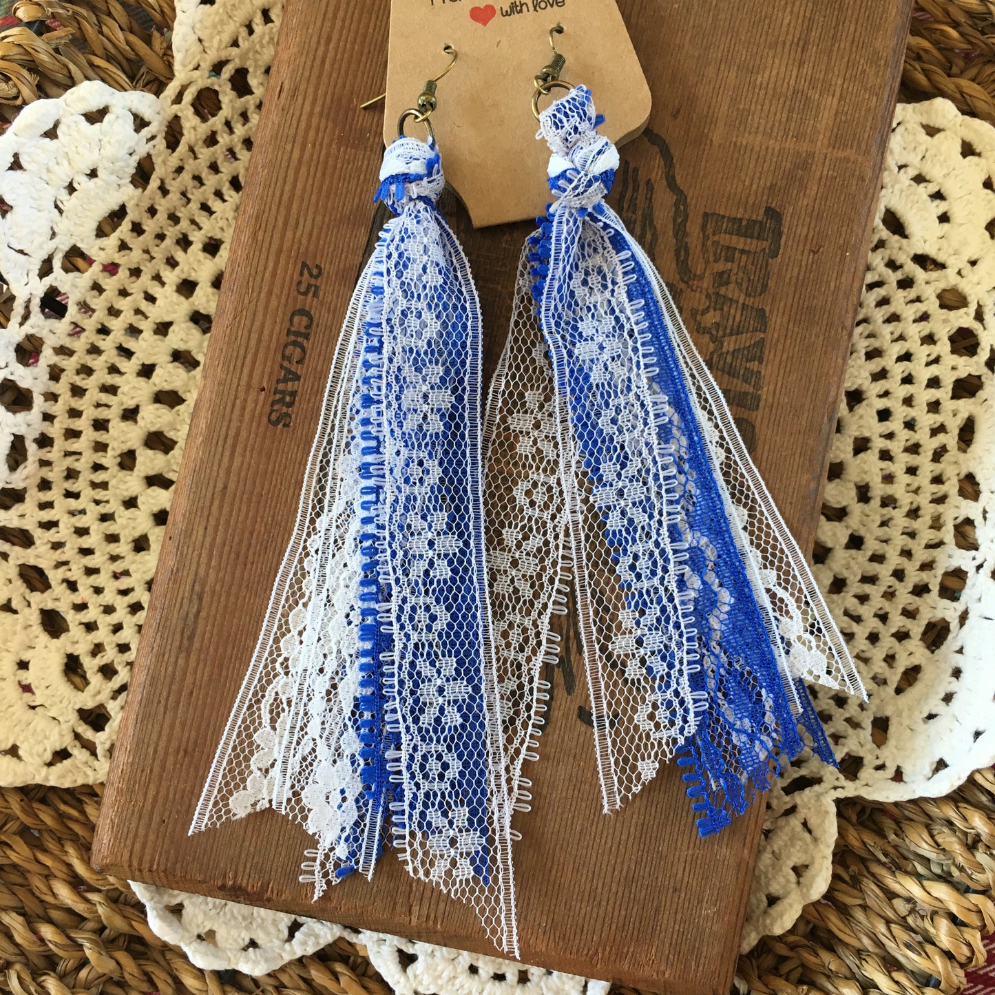 Traditional Hanukkah Boho vintage lace earrings winter holiday collection