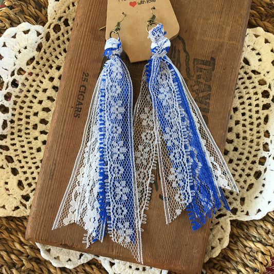 Traditional Hanukkah Boho vintage  lace earrings winter holiday collection
