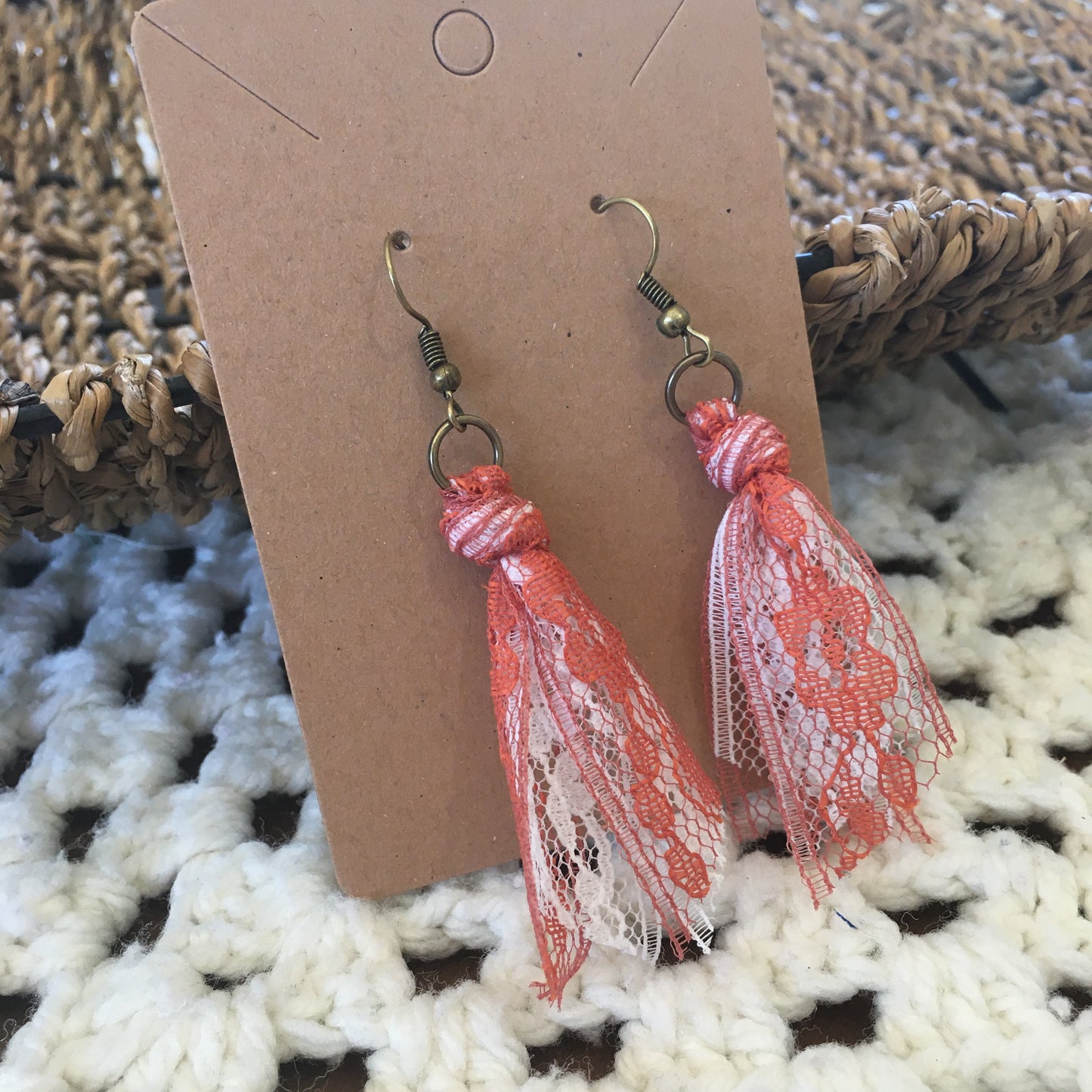 Burnt Orange and White Team Spirit Earrings