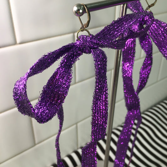Sparkly Purple Shoelace Earrings