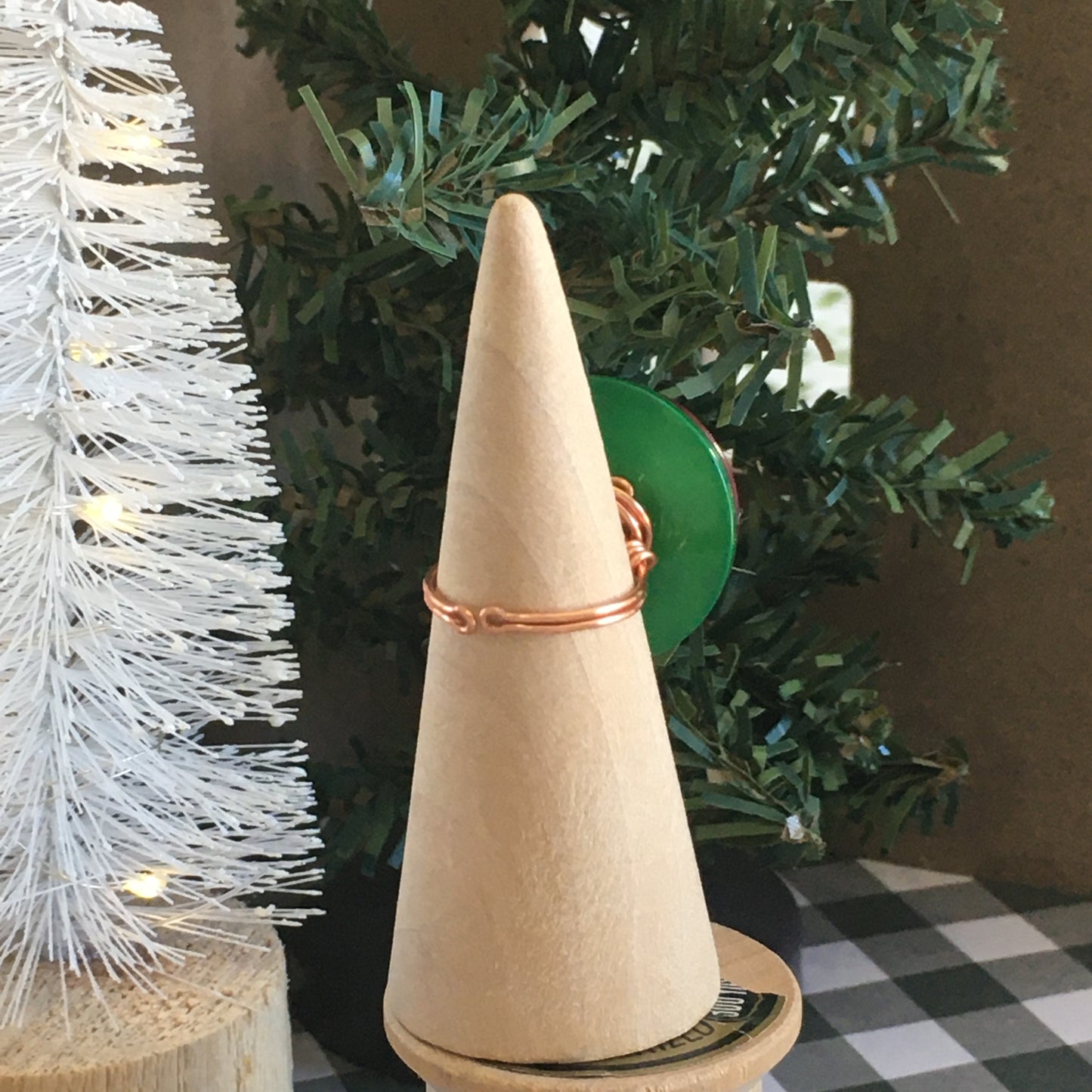 Christmas Button Ring Green and Red Stack