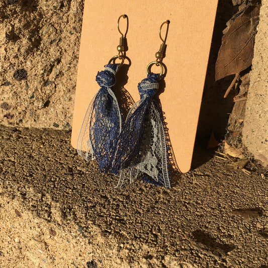 Blue and Grey Team Spirit Lace Earrings