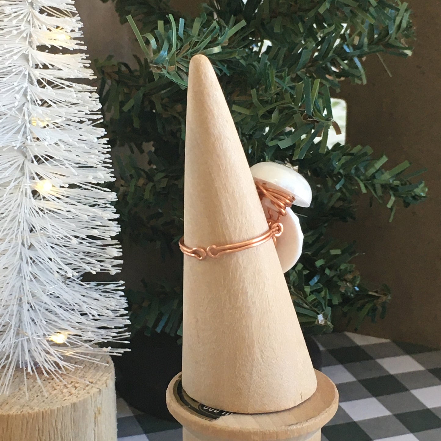 Christmas Button Ring - White Rhinestone Cluster