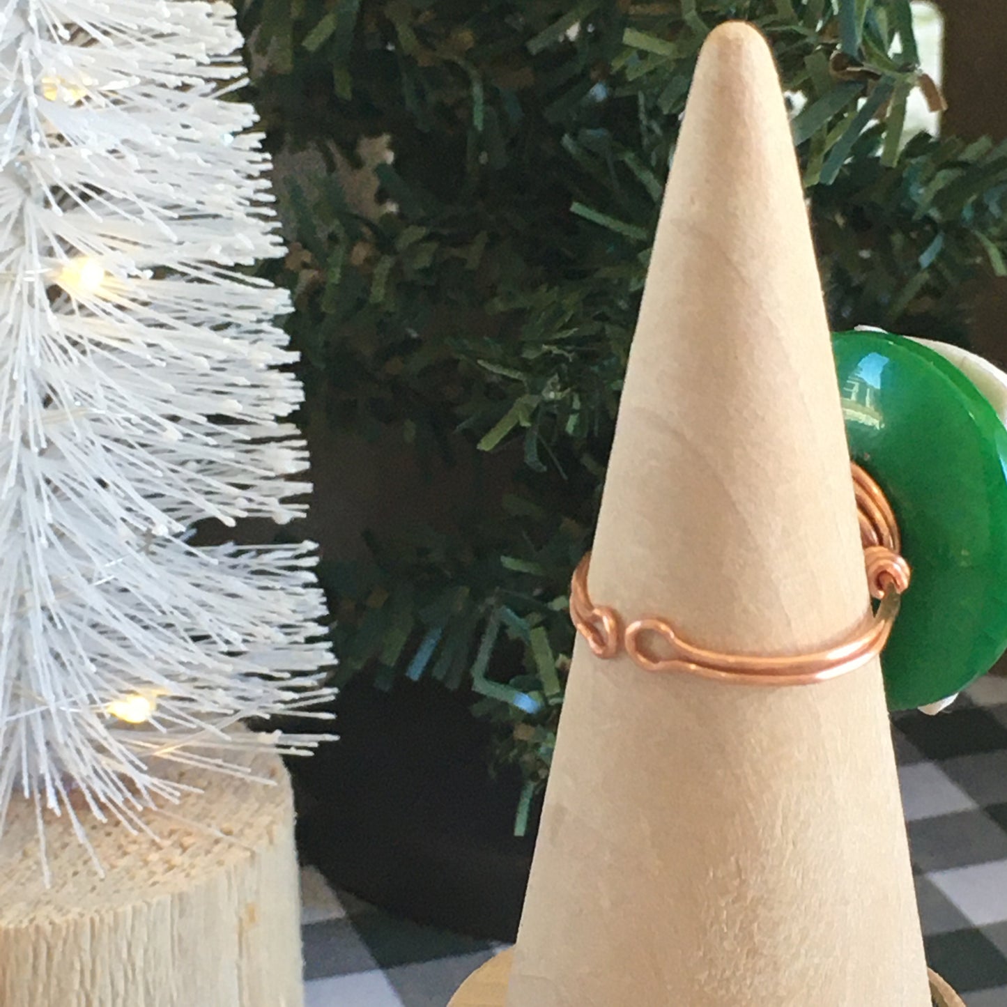 Christmas Button Ring Snowman Green