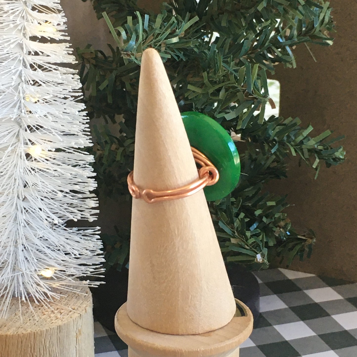 Christmas Button Ring Green and Red