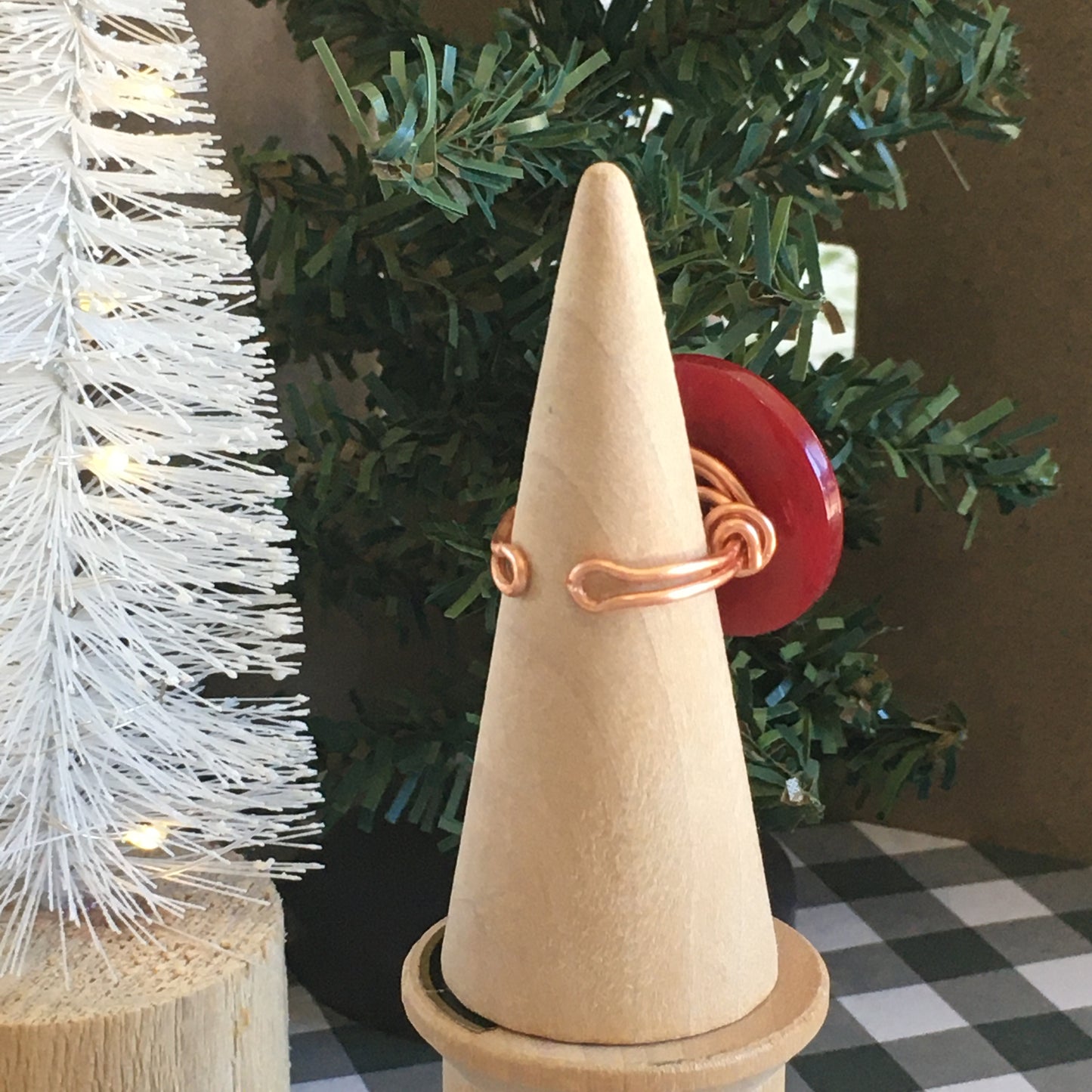 Christmas Button Ring Red and Green