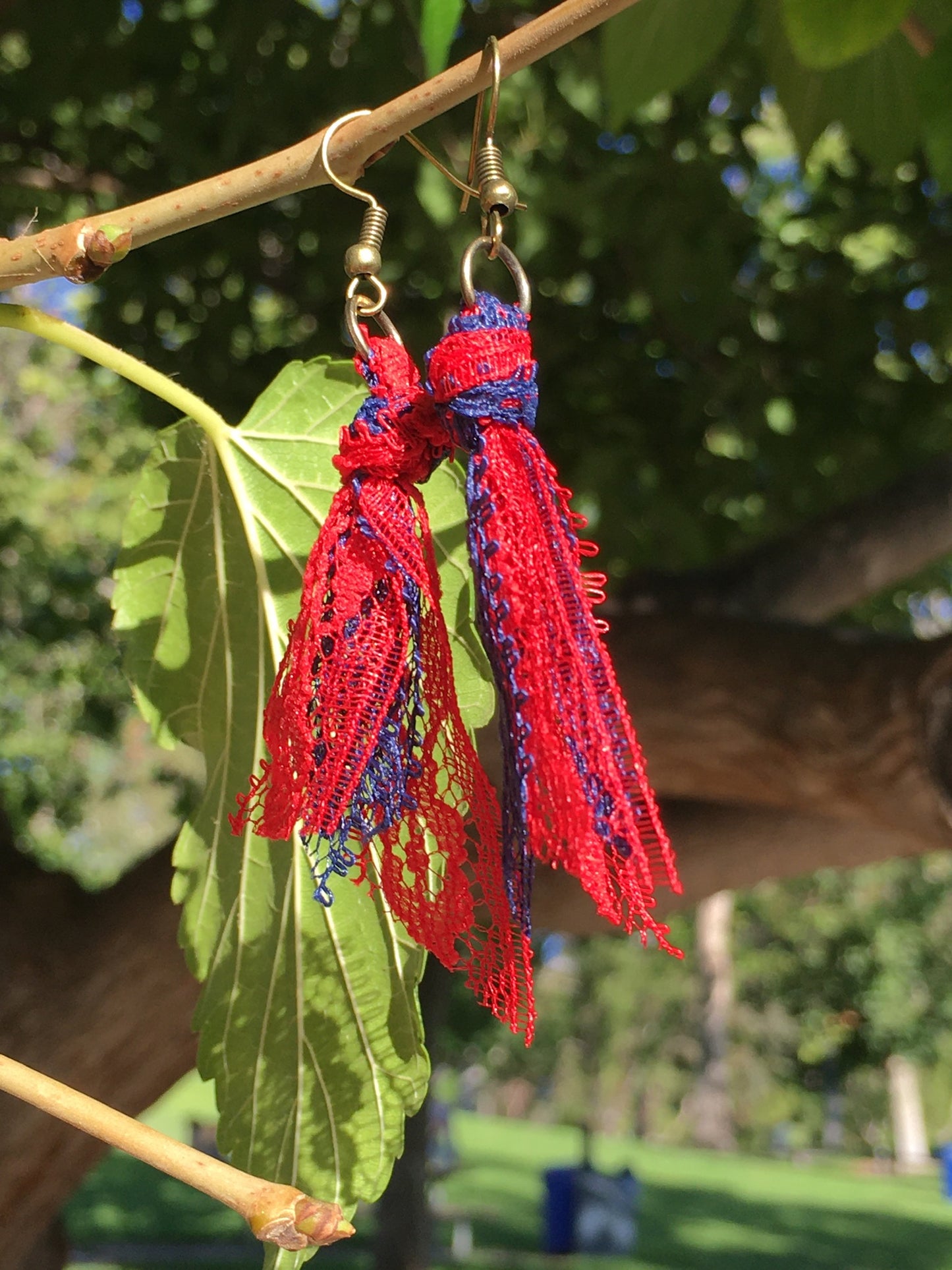 Red and Blue Team Spirit Lace Earrings