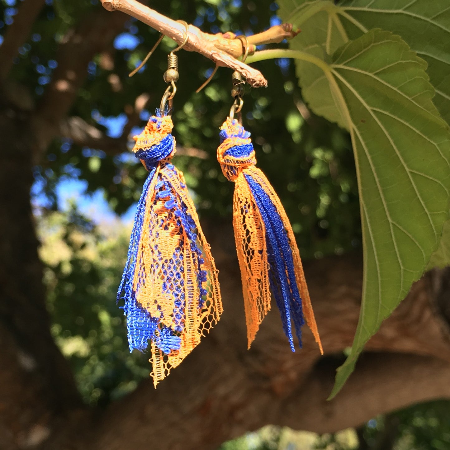 Blue and Orange Team Spirit Lace Earrings