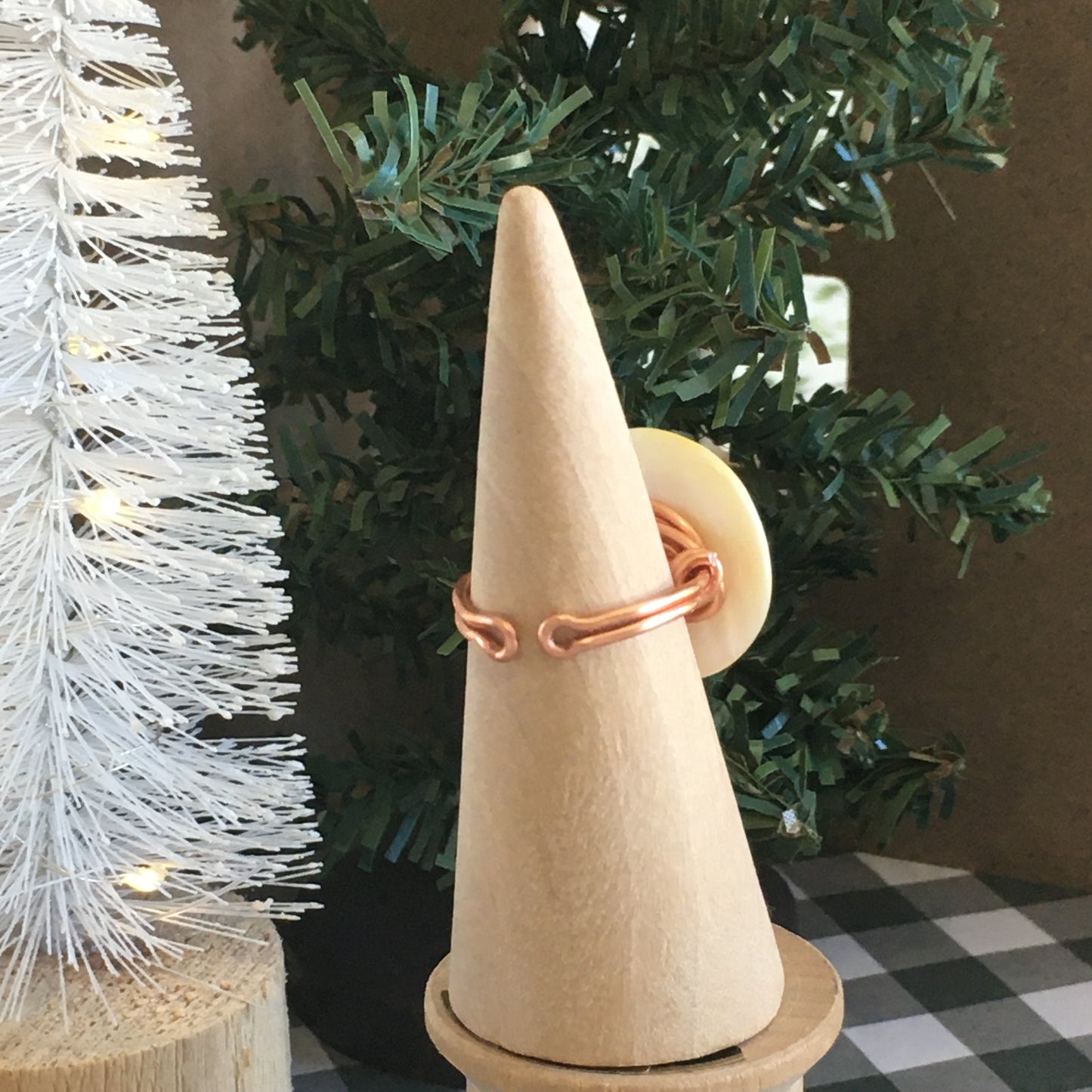 Christmas Button Ring Red and white stack