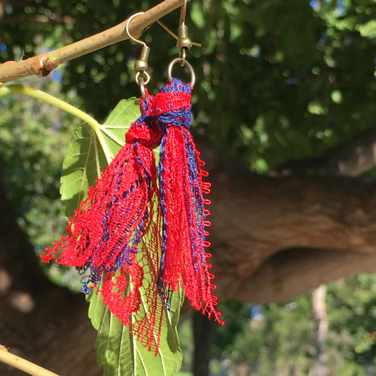 Red and Blue Team Spirit Lace Earrings