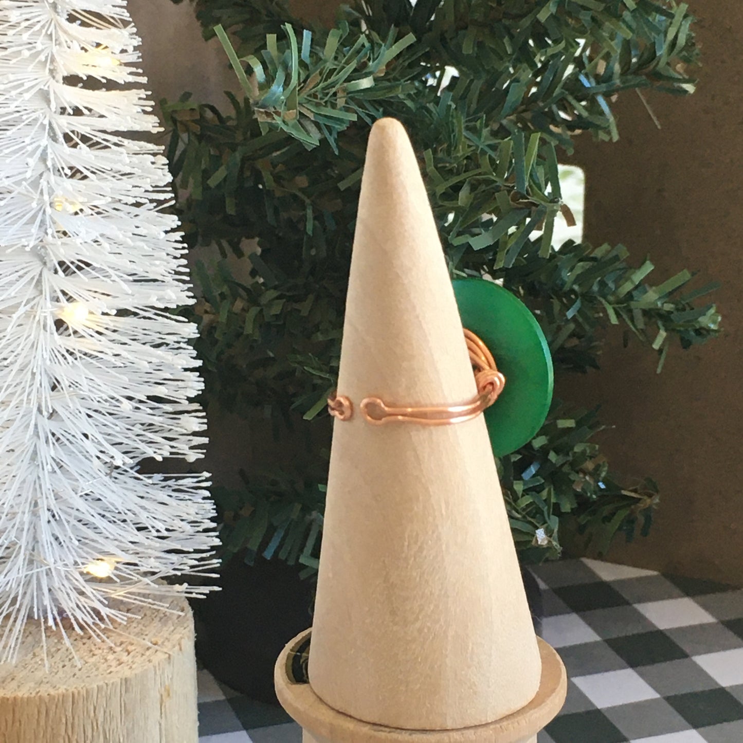 Christmas Button Ring - white, red, green stack