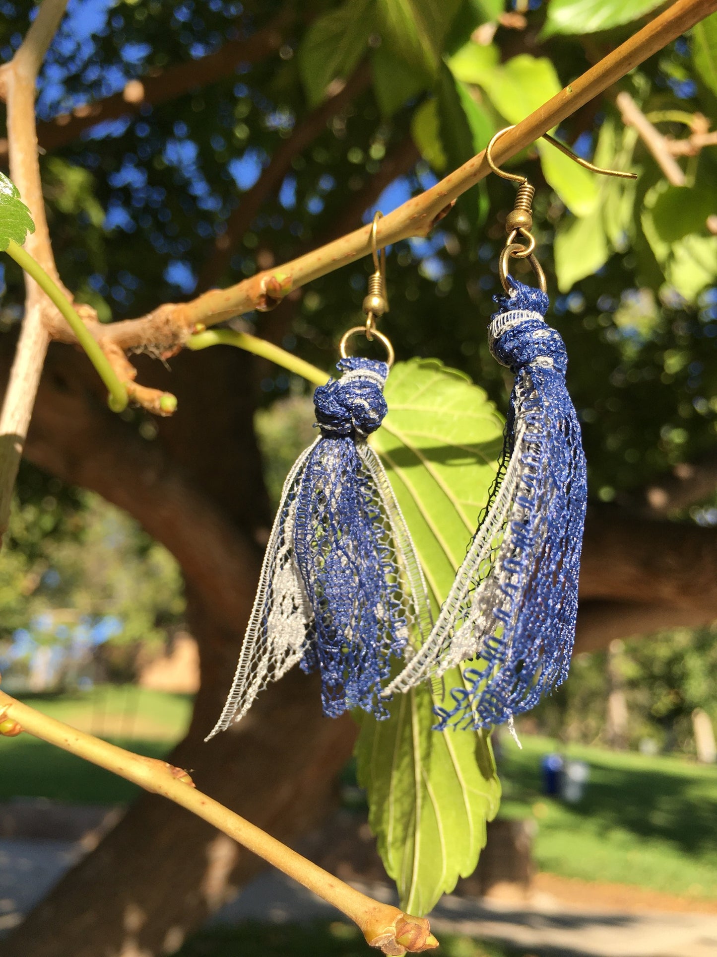 Blue and Grey Team Spirit Lace Earrings