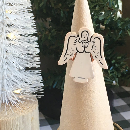 Christmas Button Ring Angel