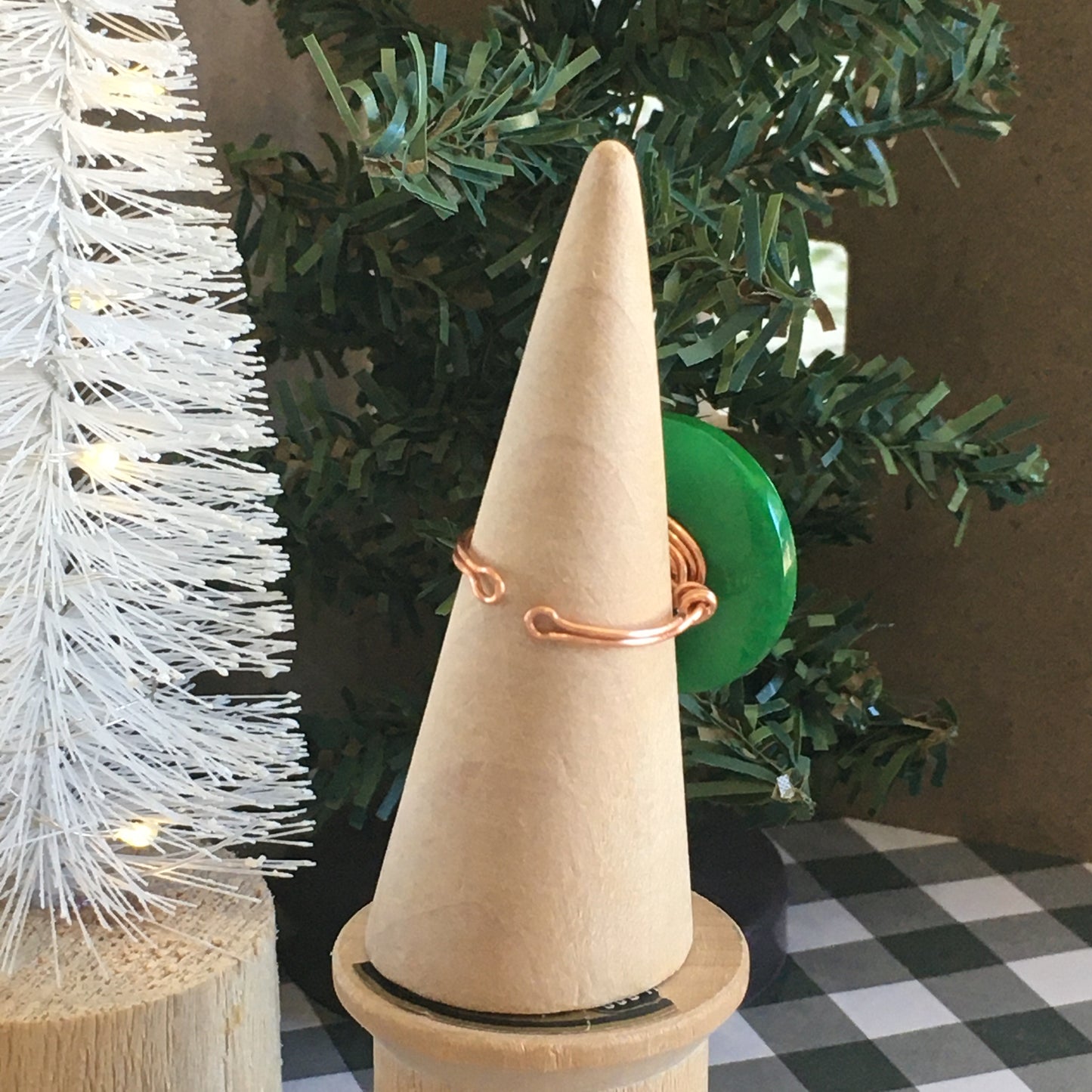 Christmas Button Ring Gingerbread Green