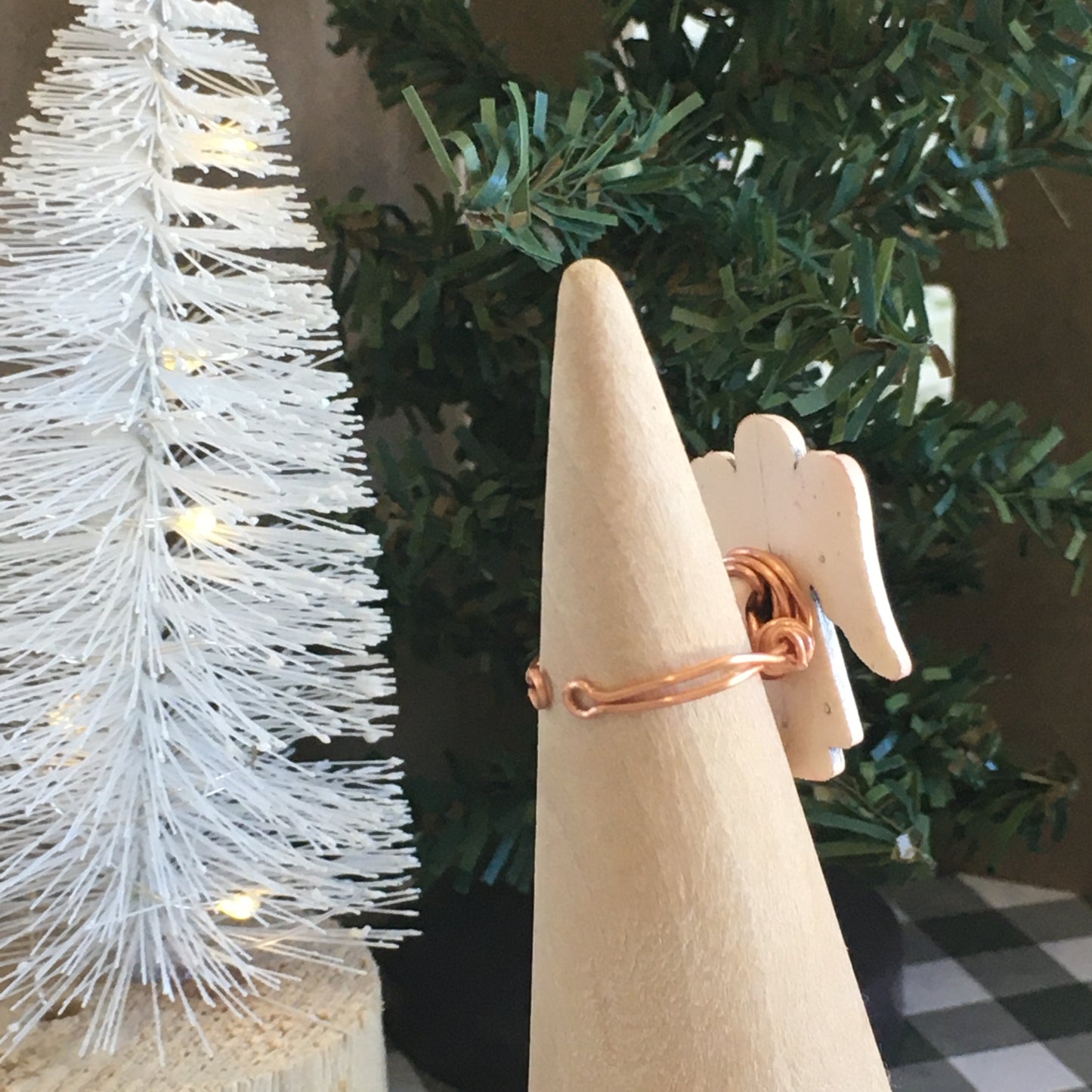 Christmas Button Ring Angel